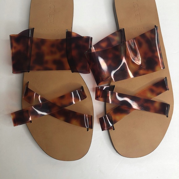 J. Crew Bali Tortoise Translucent Slide Slipe On Sandals Size 8 Made in Italy - Picture 10 of 11